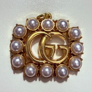 Beautiful Gucci Upcycled GG Zipper Pull Charm Gold Tone Pendant